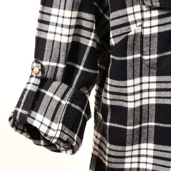 Jack's Girlfriend Womens Western Flannel Plaid Shirt M Roll Cuff Snap Front EUC - Picture 7 of 12